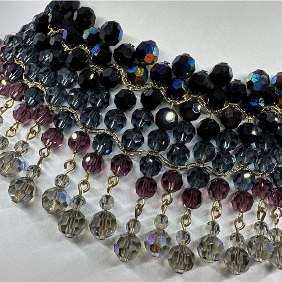 Authentic Signed Vintage Swarovski Multicolor Beaded Statement Necklace - Picture 8 of 11
